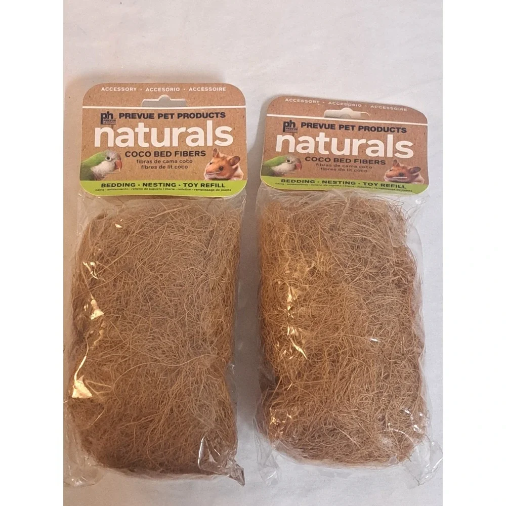 Prevue Naturals Coco Bed Fibers Nesting Bedding Toy Refill Small Pets 2 Pack NEW